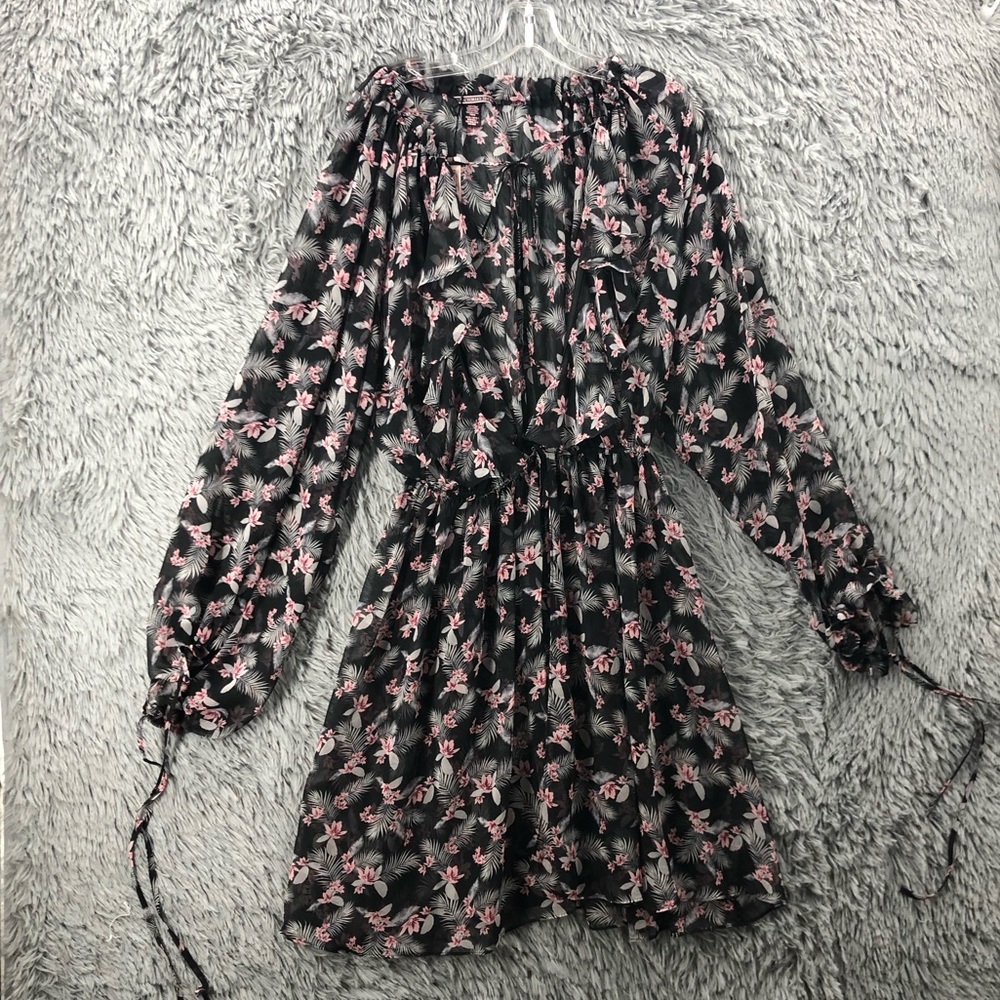 Victorias Secret Robe Womens XS Small Very Sexy West Side Floral Chiffon Duster